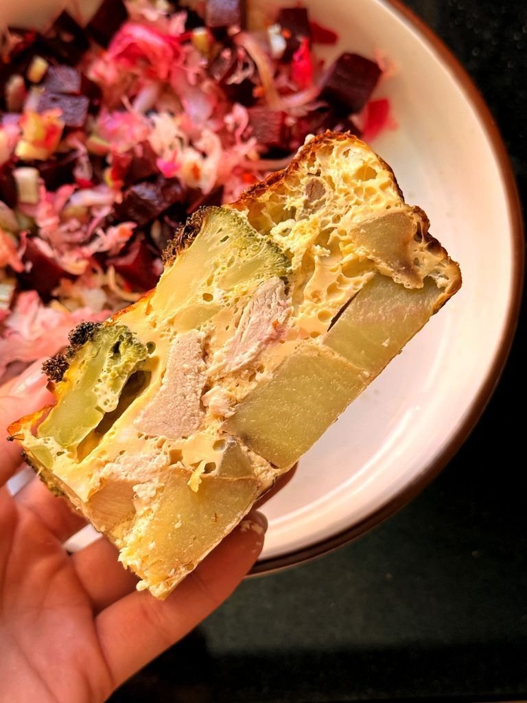 Casserole with sauerkraut salad