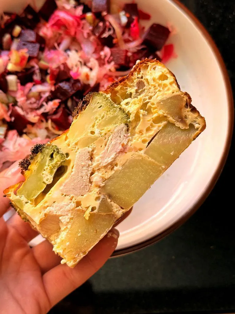 Casserole with sauerkraut salad