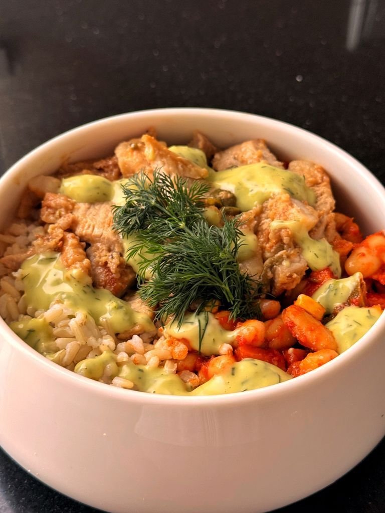 Rice with bean stew and pork