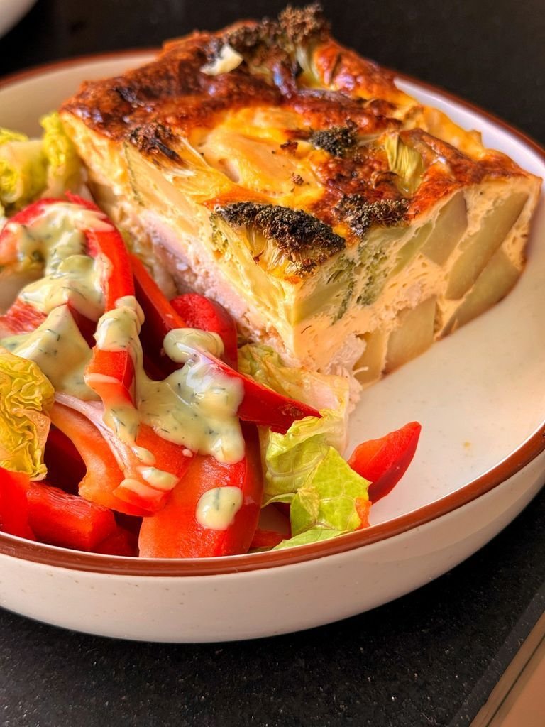 Casserole with salad