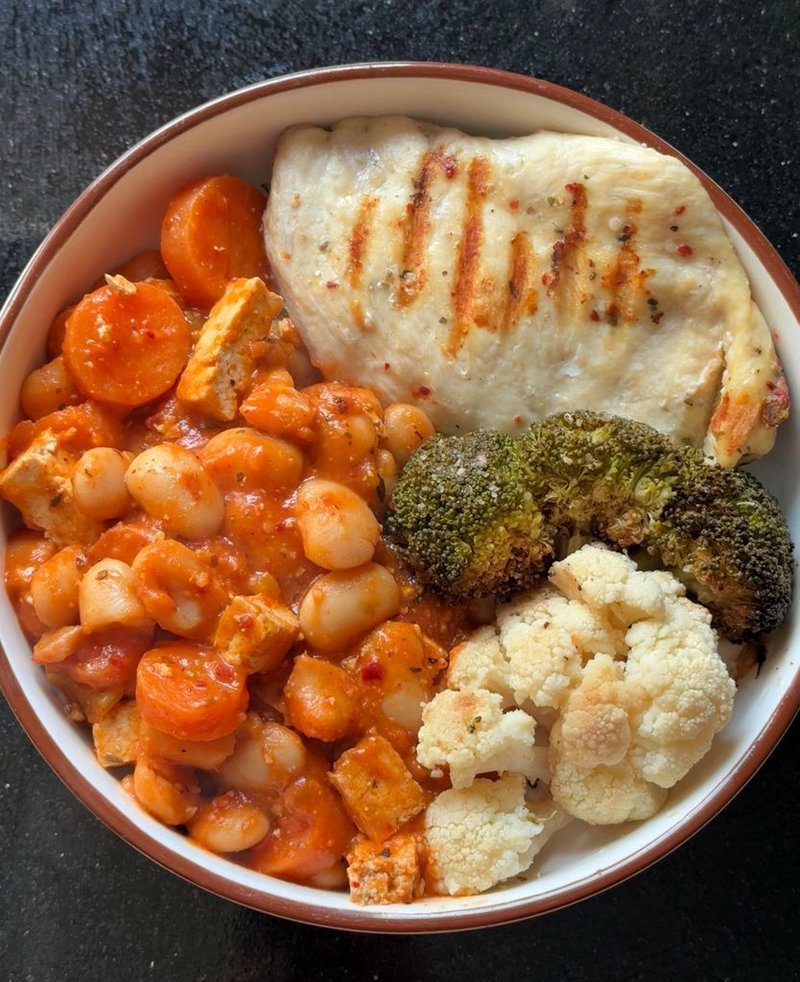 Chicken Steak with Rice and Bean Ragù