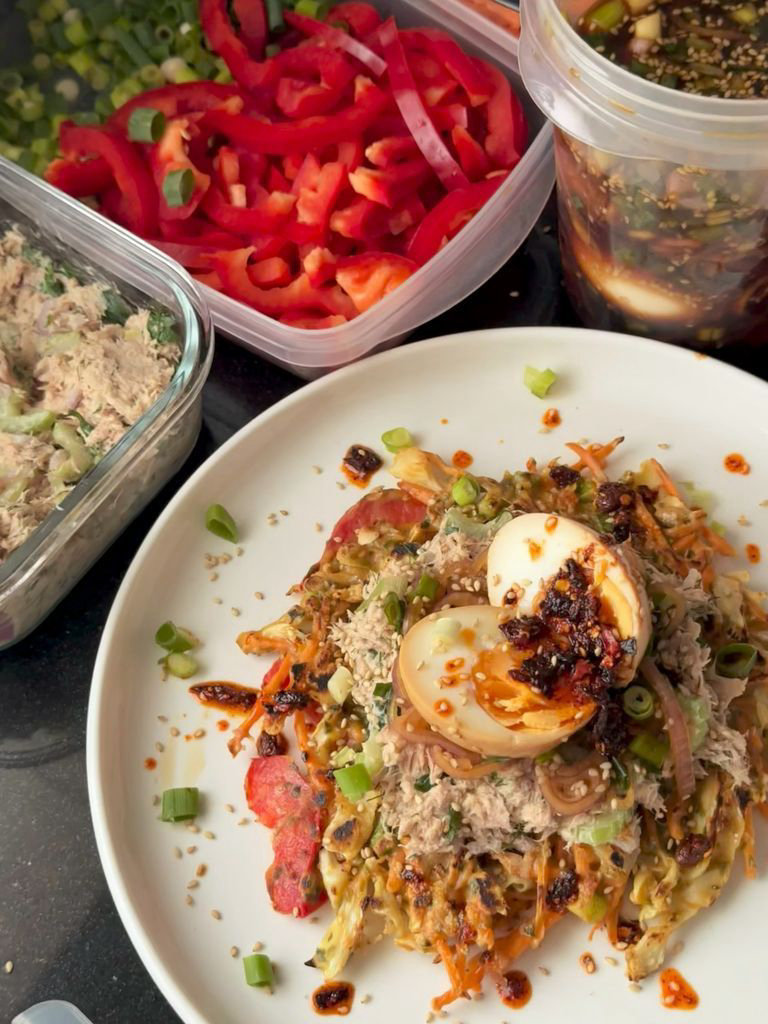 Pancakes with tuna salad