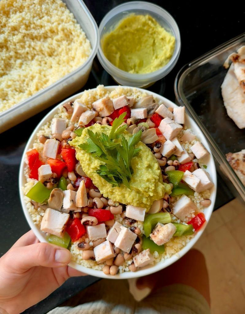 Cold salad with ham