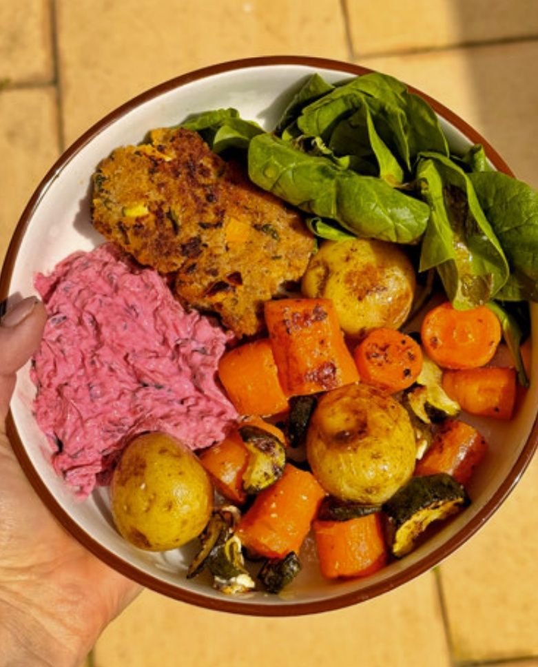 Baked Potatoes with Tzatziki and Meatloaf